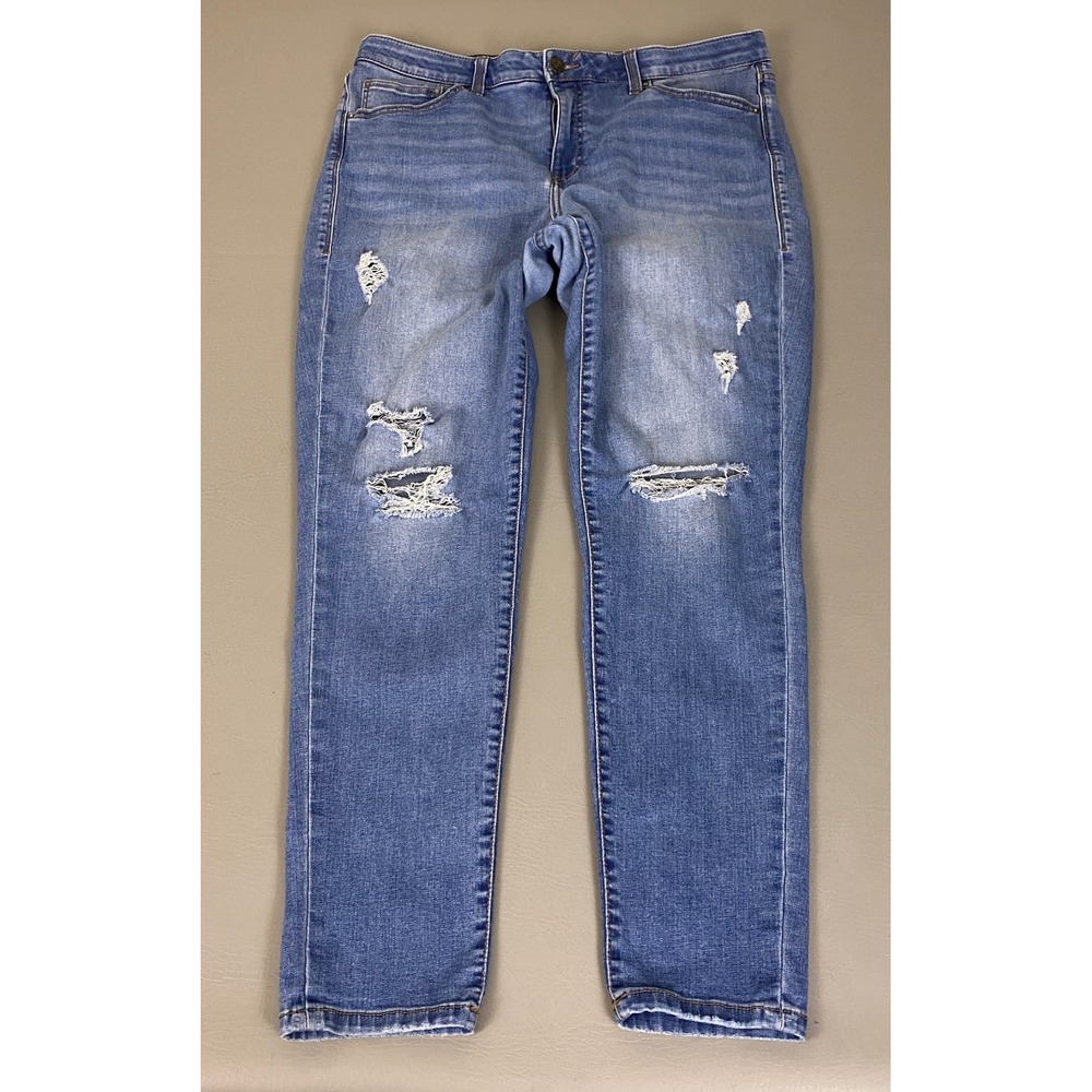 LuLaRoe Skinny Jeans Women's Size 32 Distressed Medium Wash Comfort Waist Blue